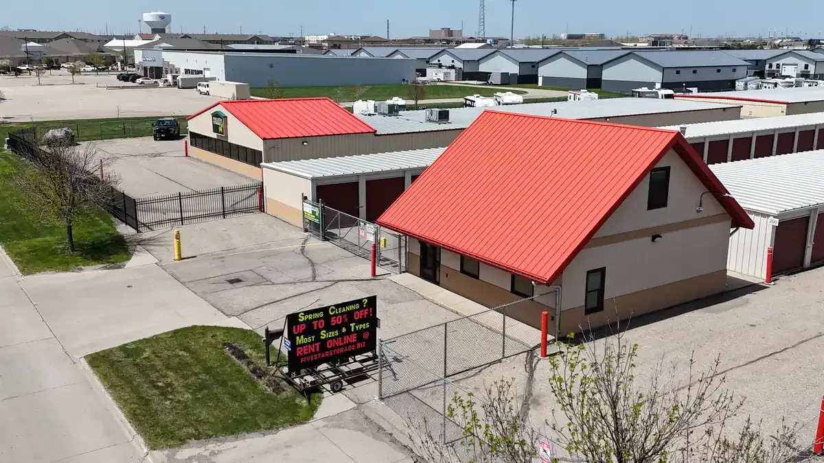 Aerial view of facility with drive up units